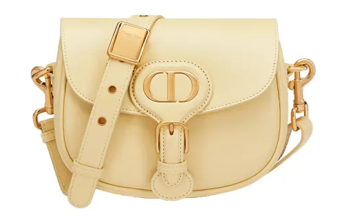 DIOR Bobby Adjustable Strap Smooth Cow Leather Shoulder Bag, Crossbody Bag Small Women's Light Yellow