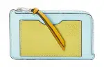LOEWE Soft Grain Cow Leather Card Holder Women's Crystal Blue/Lemon