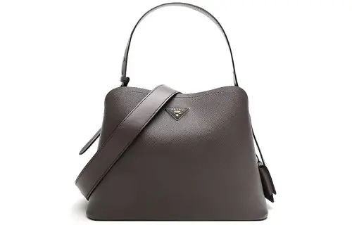 PRADA Matinee Cow Leather Handbag Women's Smoke Gray