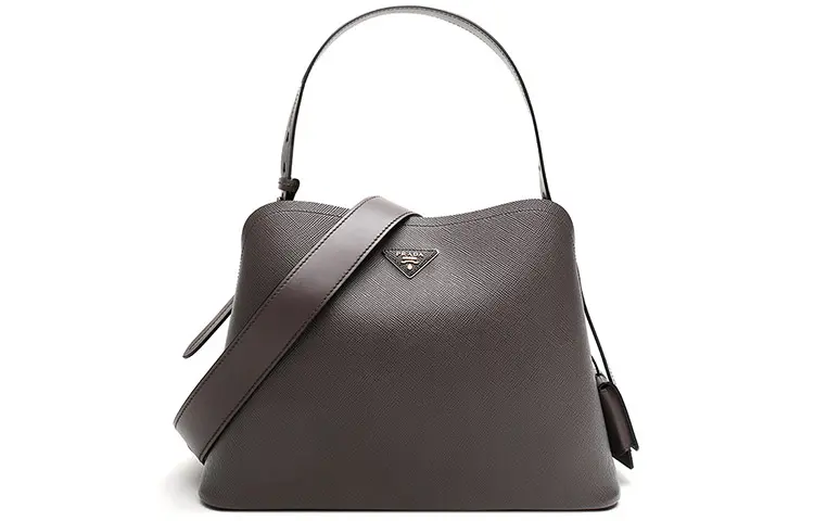 PRADA Matinee Cow Leather Handbag Women's Smoke Gray