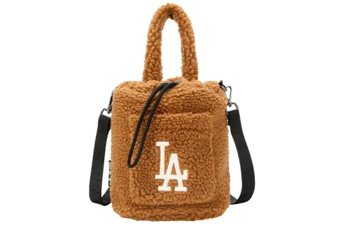 MLB Los Angeles Dodgers Polyester Bucket Bag, Shoulder Bag, Crossbody Bag, Handbag Regular Women's Brown