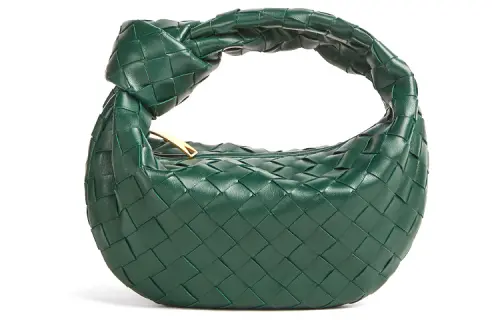 Bottega Veneta Jodie Woven Cow Leather Dumpling Bag Clutch Mini Women's Dark Green