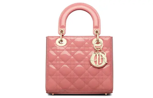 DIOR Lady Dior Patent Leather Calfskin Handbag, Shoulder Bag, Crossbody Bag, Handbag Small Women's Peach Blossom Pink
