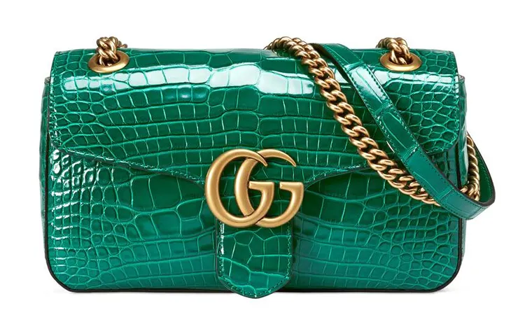GUCCI Marmont Leather Crossbody Bag, Shoulder Bag Small Women's Emerald Green