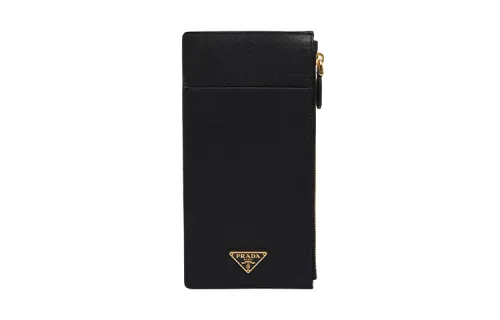 PRADA Saffiano Long Leather Wallet Unisex Black