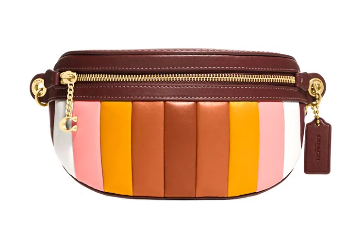 COACH Belt Leather Fanny Packs Small Women's White & Yellow & Brown & Multicolor