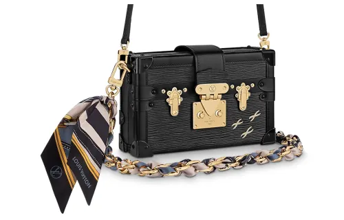 LOUIS VUITTON PETITE MALLE Epi Grain Cow Leather Hard Box Clutch, Crossbody Bag, Shoulder Bag Women's Black