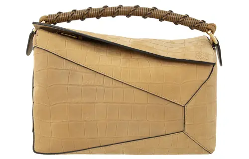LOEWE Puzzle Suede Handbag Medium Women's Yellow