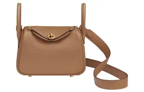 HERMES Lindy Swift Leather Handbags 19 Women's Milk Tea/Mallow Purple
