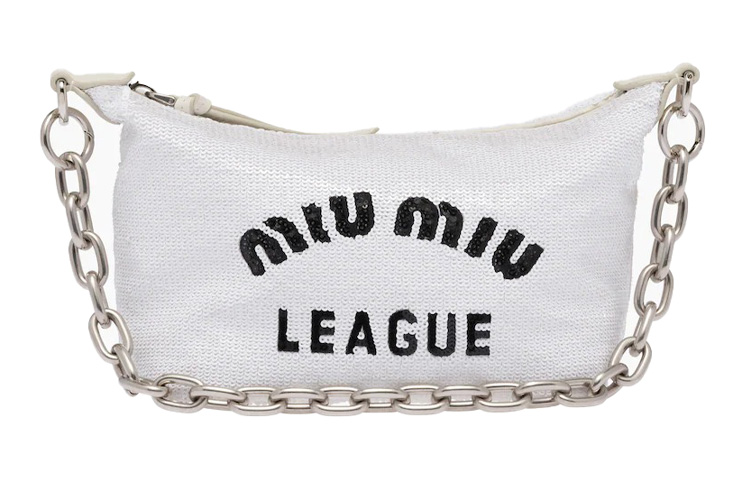 MIU MIU Spirit Fabric Handbag Women's White