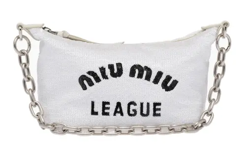 MIU MIU Spirit Fabric Handbag Women's White