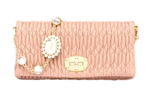 MIU MIU Sheepskin Handbag, Shoulder Bag Women's Cameo Brown Beige