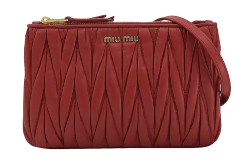 MIU MIU Sheepskin Shoulder Bag, Crossbody Bag Women's Red
