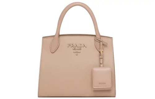 PRADA Saffiano Leather And Calfskin Crossbody Handbag Women's Cameo Brown Beige