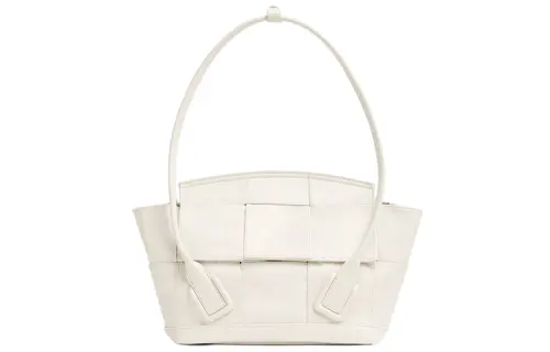 Bottega Veneta ARCO Suede Calfskin Shoulder Bag, Handbag Regular Women's White