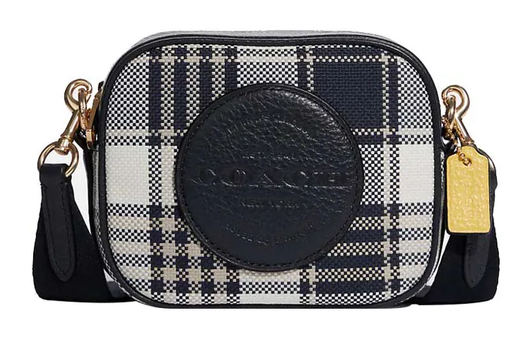 COACH Dempsey Leather Crossbody Bags Mini Women's Dark Blue & White