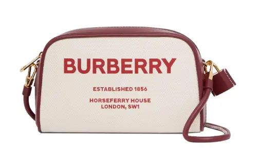 Burberry Cube Canvas Clutch, Shoulder Bag, Crossbody Bag Regular Women's Natural/Pomegranate Stone Color