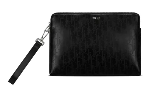 DIOR Leather Clutch Regular Men's Black