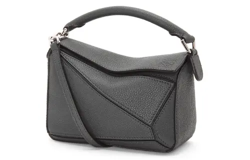 LOEWE Puzzle Soft Grain Cow Leather Geometric Bag, Puzzle Bag, Shoulder Bag, Crossbody Bag, Handbag Mini Women's Gray