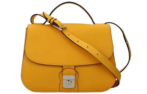 Loro Piana Leather Shoulder Bag Regular Medium Size Women's Yellow