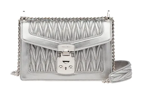 MIU MIU Confidential Leather Envelope Bag, Crossbody Bag, Shoulder Bag Women's Silver
