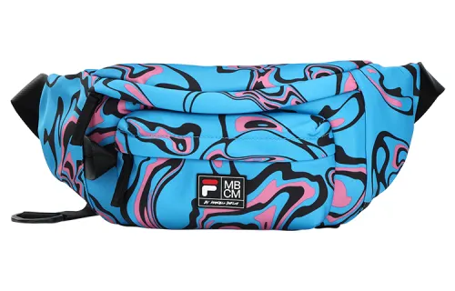 FILA FUSION Fabric Sling Bag, Fanny Pack Mini Unisex Blue Leopard Print