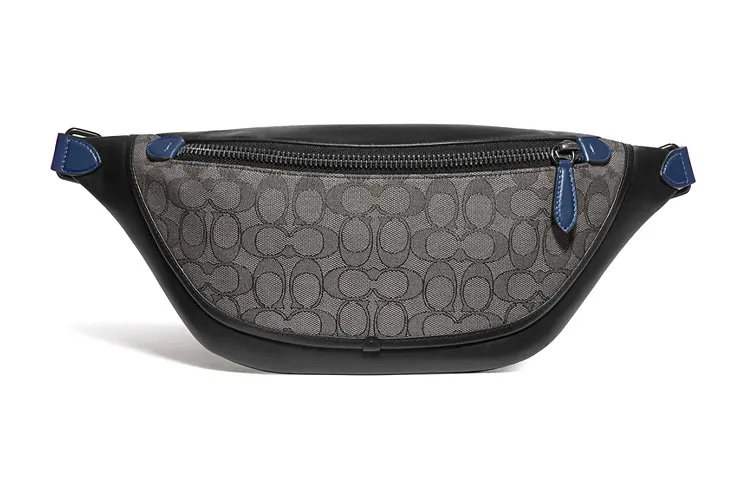 COACH League Cow Leather Crossbody Bag, Sling Bag, Fanny Pack Large Men's Charcoal Black