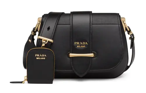 PRADA Leather Shoulder Bag Women's Black