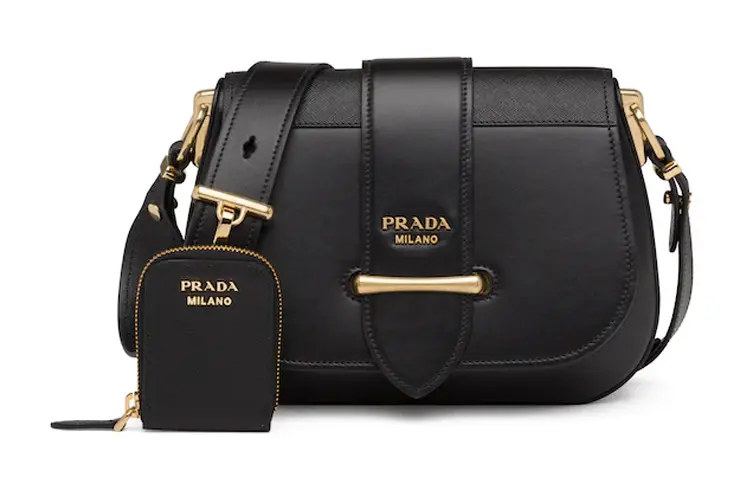 PRADA Leather Shoulder Bag Women's Black