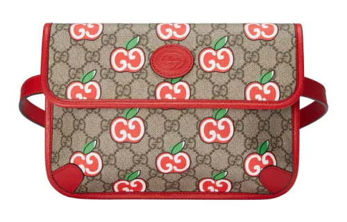GUCCI Leather Sling Bag One Shoulder Crossbody Fanny Pack Women's Ebony/Red