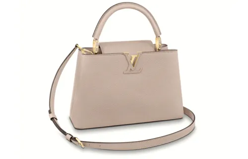 LOUIS VUITTON Capucines Cow Leather Kapsyn Handbag, Shoulder Bag, Crossbody Bag Medium Women's Light Coffee