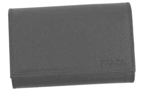 PRADA Luggage Collection Cow Leather Key Pouch Men's Black