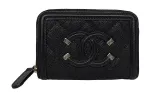 CHANEL Caviar Cow Leather Clutch Women's Black