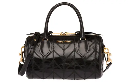 MIU MIU Zip Closure Leather Handbag, Shoulder Bag, Crossbody Bag Women's Black