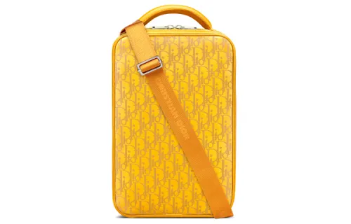 DIOR Cow Leather Shoulder Bag Men's Yellow