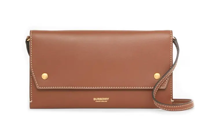 Burberry Leather Cell Phone Pouch Unisex Brown