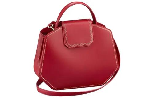 CARTIER Guirlande Calfskin Handbag, Shoulder Bag, Crossbody Bag Small Women's Red