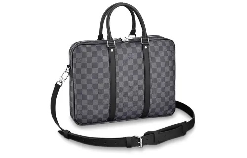 LOUIS VUITTON Canvas Briefcase, Laptop Bag, Shoulder Bag, Crossbody Bag, Handbag Small Men's Black