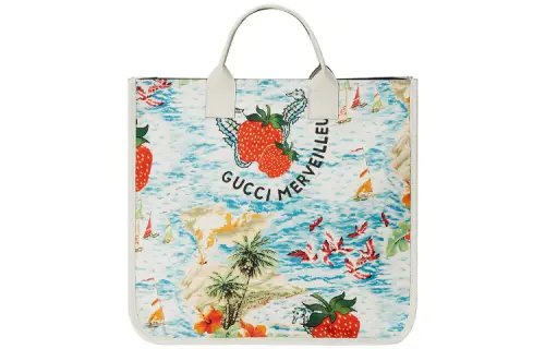 GUCCI Nylon Fabric Tote Bag, Shopping Bag, Handbag Regular Kids' White