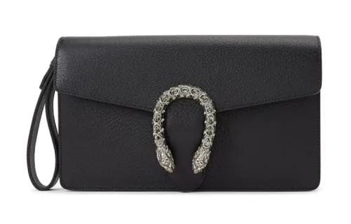 GUCCI Dionysus Leather Clutch Women's Black
