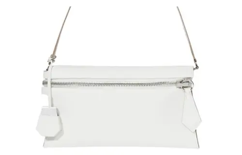 HERMES Leather Clutch Shoulder Bag Women's White