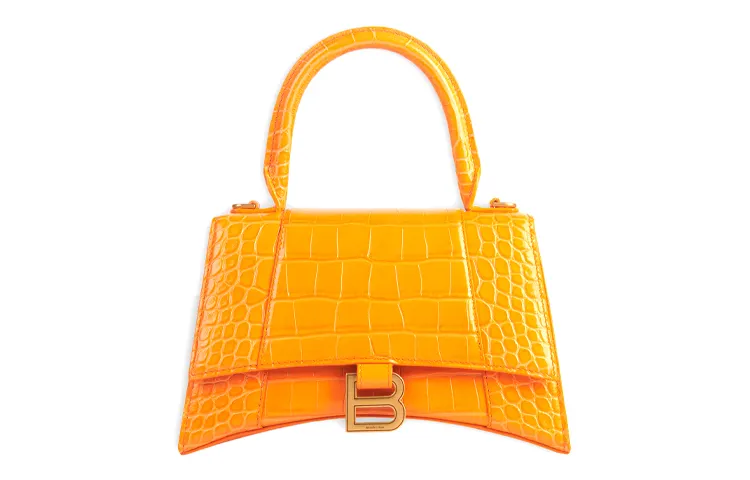 Balenciaga Calfskin Hourglass Bag, Handbag, Shoulder Bag Regular Women's Orange