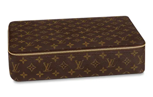 LOUIS VUITTON Canvas With Leather Storage Bag Storage Box Regular Unisex Brown