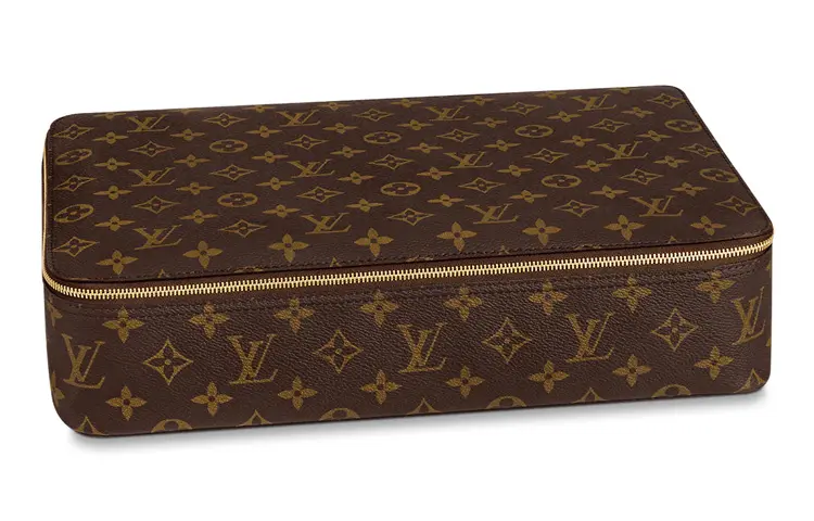 LOUIS VUITTON Canvas With Leather Storage Bag Storage Box Regular Unisex Brown