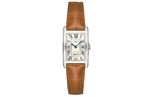 LONGINES Quartz white dial stainless steel, case, watch strap, quartz mechanism, 23.3mm, crocodile