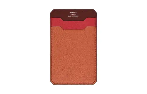HERMES City Evercolor Leather Card Holder Women's Red Earth/Orange Red