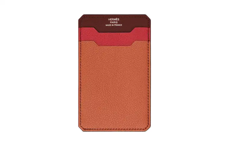 HERMES City Evercolor Leather Card Holder Women's Red Earth/Orange Red