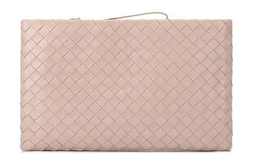 Bottega Veneta Woven Clutch Document Bag Women's Flesh Pink
