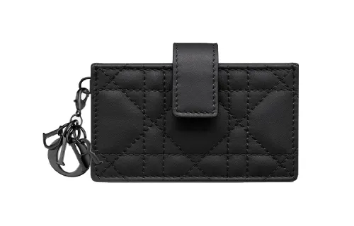 DIOR Cow Leather Card Holder Card Holder Women's Black