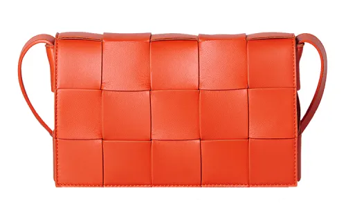 Bottega Veneta CASSETTE Cow Leather Shoulder Bag, Crossbody Bag Women's Orange
